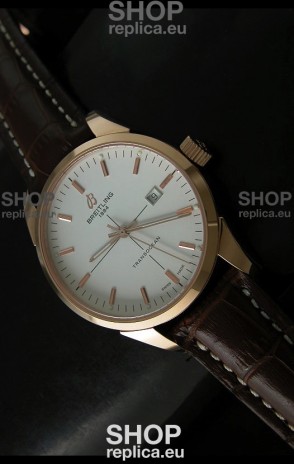 Breitling Transocean Rose Gold White Dial Swiss Watch