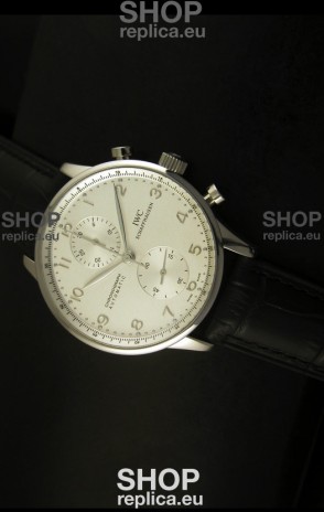 IWC Portuguese Chronograph Swiss Replica Watch in Steel Case - 1:1 Mirror Replica Edition