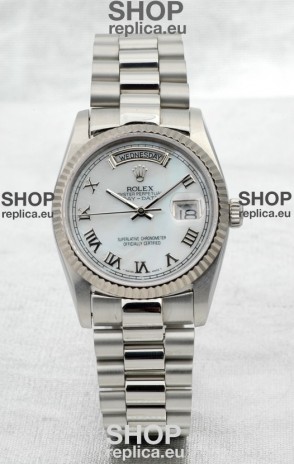 Rolex Day Date Silver Swiss Replica Watch