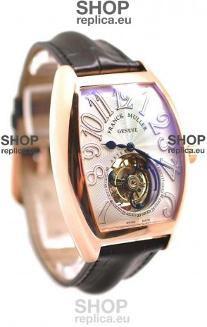 Franck Muller Aeternitas Tourbillon Swiss Replica Gold Watch in Black Strap
