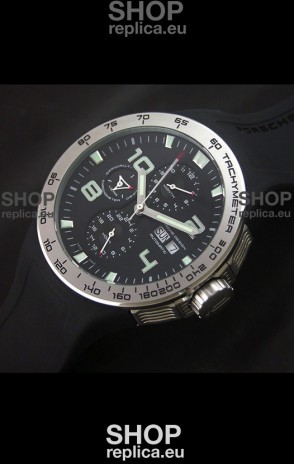 Porsche Design Flat Six P'8340 Swiss Chronograph Watch in Black Dial