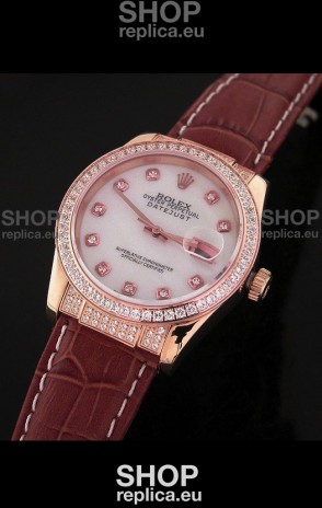 Rolex DateJust Swiss Mens Replica Watch in Mop White Dial