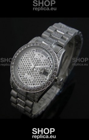 Rolex Day Date Japanese Automatic Replica Watch in Diamonds Dial