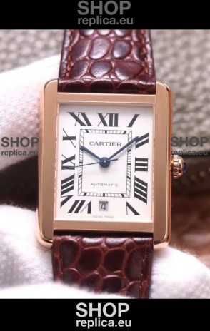 Cartier Tank Solo Swiss Automatic Watch in Rose Gold Plating 31MM Wide 