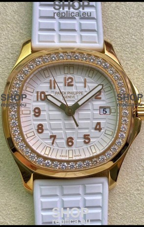Patek Philippe Aquanaut LUCE 5072R-001 Quartz Swiss Replica Watch in Yellow Gold White Dial - 35MM