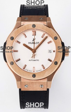 Hublot Super Clone Classic Fusion Rose Gold 38MM 1:1 Mirror Replica Watch White Dial