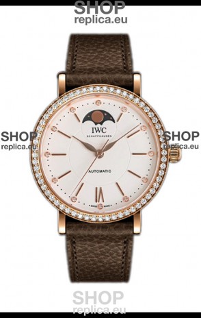 IWC Portofino IW6596 Automatic Moon Phase Rose Gold Casing Watch in White Dial 37MM