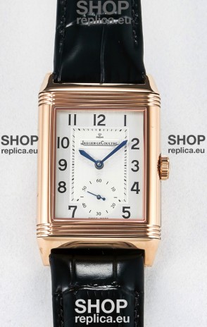 Jaeger-LeCoultre Reverso Super Clone DuoFace Black/White Rose Gold Replica Watch 