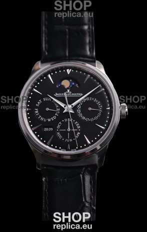 Jaeger LeCoultre Master Ultra Thin Perpetual Swiss Replica Watch in Black Dial 