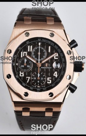 Audemars Piguet Royal Oak Offshore Black Dial Chronograph 1:1 Mirror Replica Watch - 904L Steel 