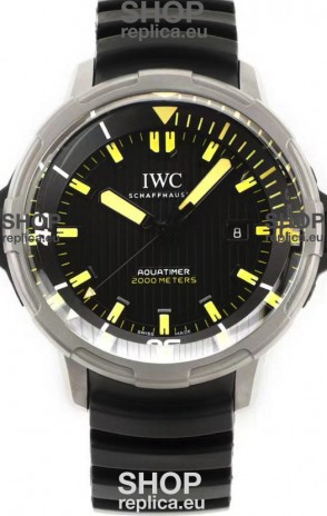 IWC Aquatimer IW358001 1:1 Titanium Mirror Swiss Replica Watch in Black Dial Rubber Strap