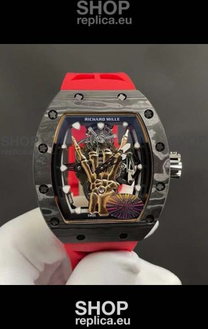 Richard Mille RM66 Flying Genuine Tourbillon Black Carbon Red Strap Superclone Replica Watch 