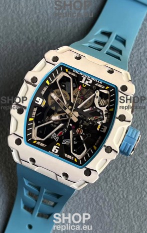 Richard Mille RM35-03 Rafael Nadal Edition White Carbon Fiber Casing 1:1 Mirror Replica Watch in Blue Strap
