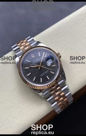 Rolex Super Clone Datejust ETA 3235 Movement 36MM Two Tone Yellow Gold Grey Fluted Dial Watch