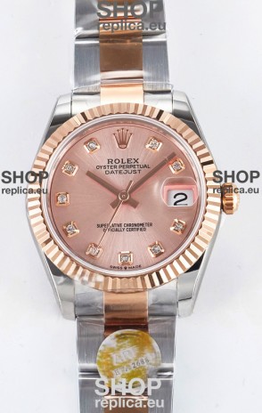 Rolex Super Clone Datejust ETA 2688 Movement 31MM Two Tone Rose Gold Casing and Dial 