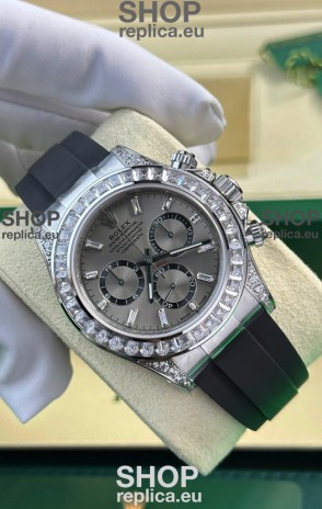 Rolex Daytona Super Clone White Gold Casing Steel Dial Cal.4131 Movement Watch Custom Sapphires Bezel