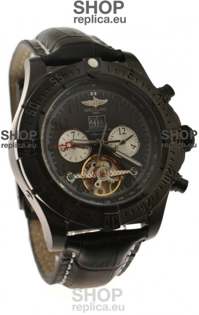 Breitling Chronometre Tourbillon Japanese Replica Watch in Black 