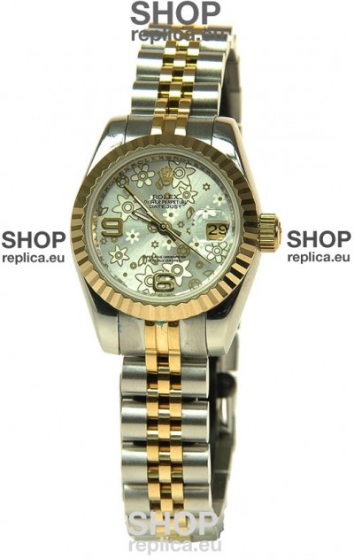 Rolex Datejust Floral Motif Ladies Swiss Replica Watch