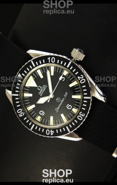 Omega Seamaster 300 R-Navy Black Dial Swiss Watch with Navy Strap