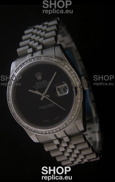 Rolex Datejust Japanese Replica Watch in Full Black Dial