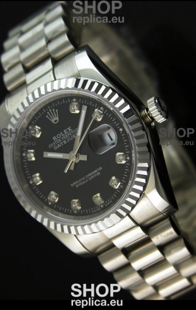 Rolex Replica Datejust Mens Swiss Watch in Black Dial - 41MM