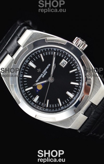 Vacheron Constantin Overseas MoonPhase Stainless Steel Swiss Watch in Black Dial