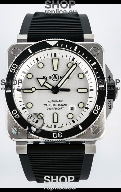Bell & Ross BR03-92 Diver Stainless Steel - White Dial Swiss Replica Watch 1:1 Mirror Replica