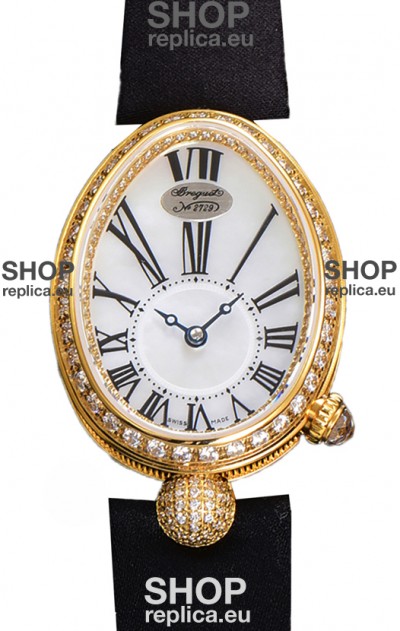 Breguet Reine De Naples Ladies Yellow Gold Black Fabric Swiss 1:1 Edition Replica Watch