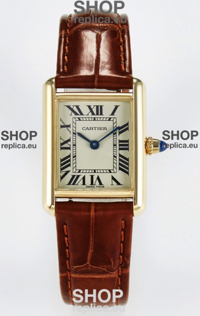 Tank Must Cartier Super Clone Edition 29MM Watch in Yellow Gold Casing 