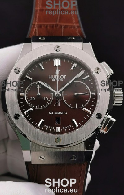 Hublot Classic Fusion Chronograph Stainless Steel Casing Brown Dial 1:1 Mirror Replica Watch 