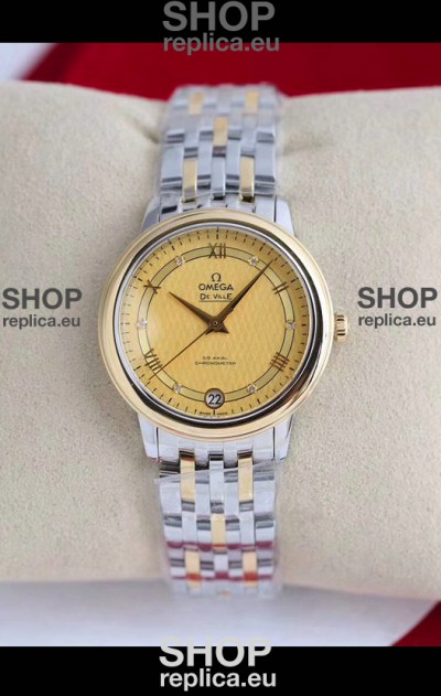 Omega De Ville Edition Swiss Automatic Watch in Two Tone Rose Yellow Gold - Gold Dial