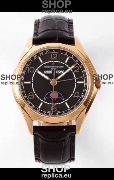 Vacheron Constantin Fiftysix Edition Rose Gold Watch 904L Steel 1:1 Mriror Replica Black Dial 