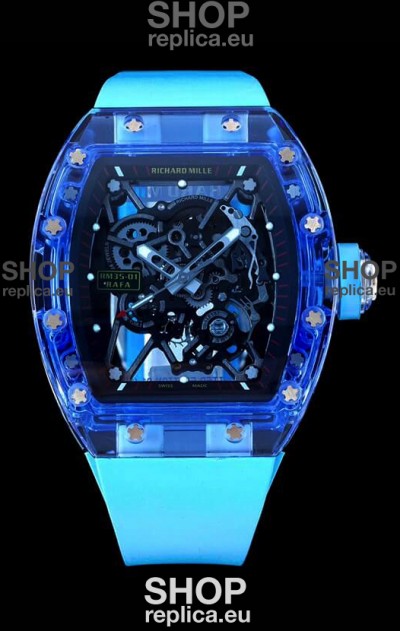 Richard Mille RM35-01 Transparent Sapphires Casing with Genuine Tourbillon Super Clone Watch