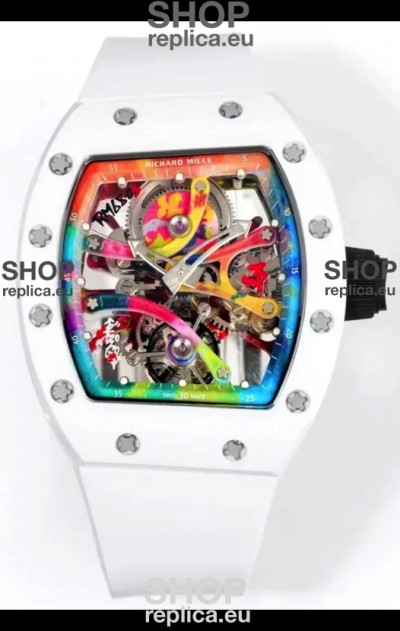 Richard Mille Super Clone RM68-01 White Ceramic Casing White Strap Tourbillon Swiss Replica