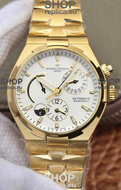 Vacheron Constantin Overseas Power Reserve Swiss Replica Watch in Yellow Gold Casing