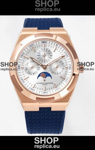 Vacheron Constantin Overseas Perpetual Calendar Ultra-Thin Steel Dial Rose Gold Casing Replica