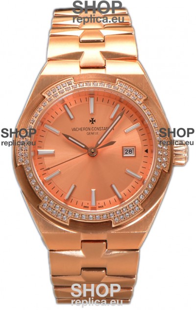 Vacheron Constantin Overseas Rose Gold Casing and Dial 35MM Swiss Replica Watch 