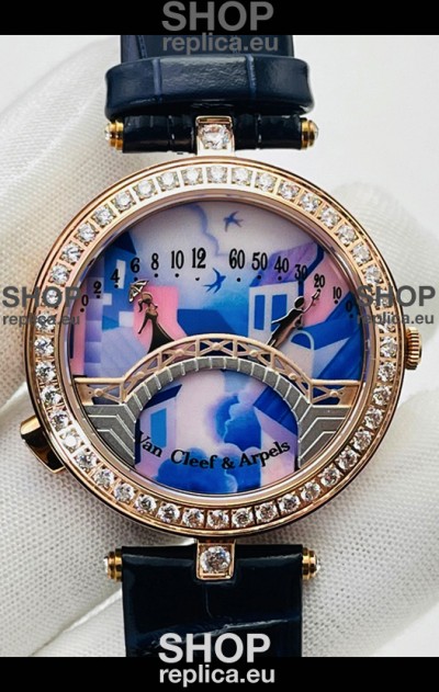 Van Cleef & Arpels Lady Arpels Pont des Amoureux in Rose Gold Dark Blue Strap