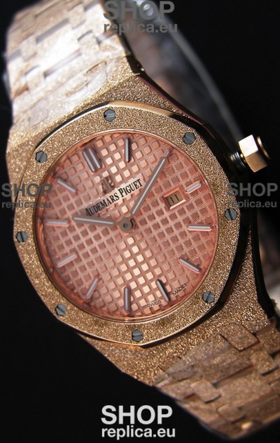 Audemars Piguet Royal Oak Frosted Rose Gold QUARTZ Watch Champange Dial 33MM - 1:1 Mirror Replica 