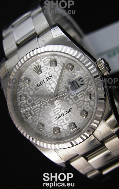 Rolex Datejust 36MM Cal.3135 Movement Swiss Replica Watch in Steel White Steel Dial