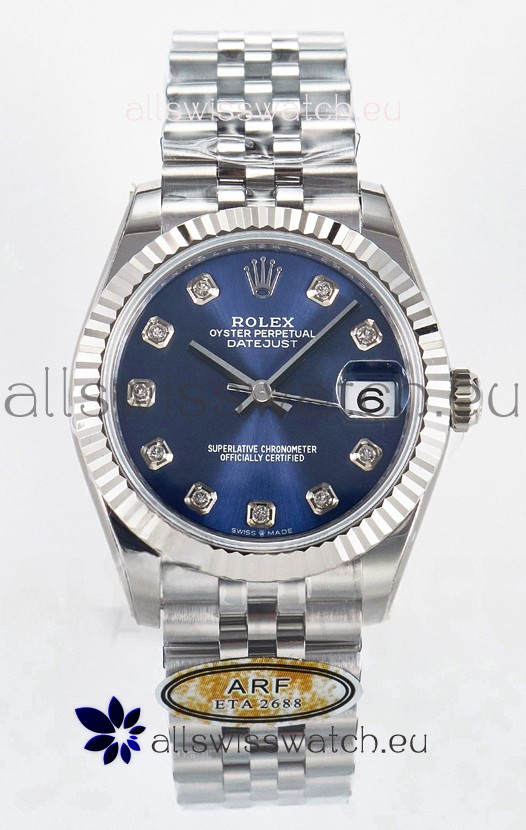 Rolex Super Clone Datejust ETA 2688 Movement 31MM Stainless Steel Blue Dial Watch 