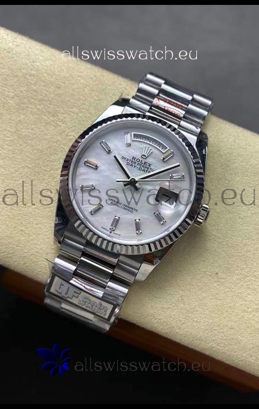 Rolex Day Date Super Clone 904L Stainless Steel Watch 40MM - Mother of Pearl Dial Mirror Quality 