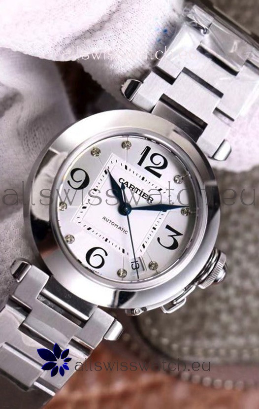 Pasha De Cartier 1:1 Mirror Quality Automatic Swiss Replica Watch 32MM - Steel Dial