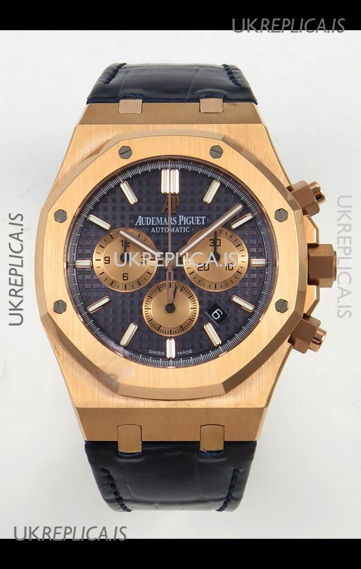 Royal Oak Chrono 26331 Rose Gold Blue Dial Super Clone Watch 