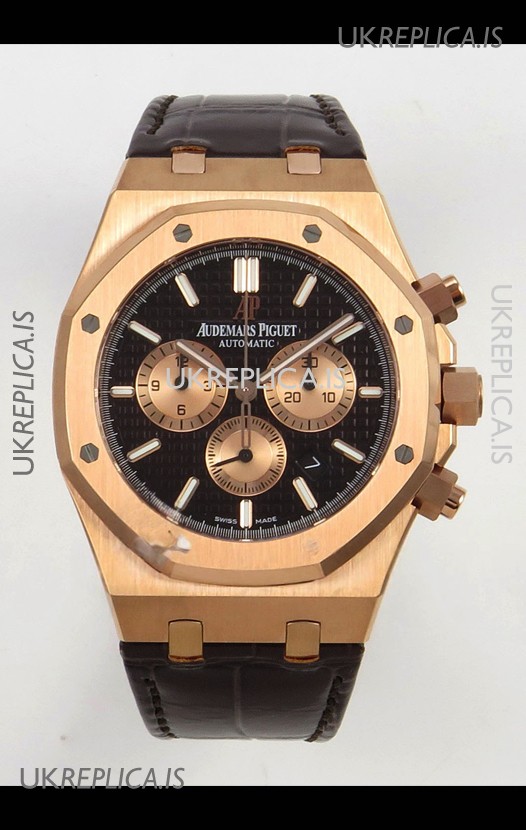 Royal Oak Chrono 26331 Rose Gold Black Dial Super Clone Watch 