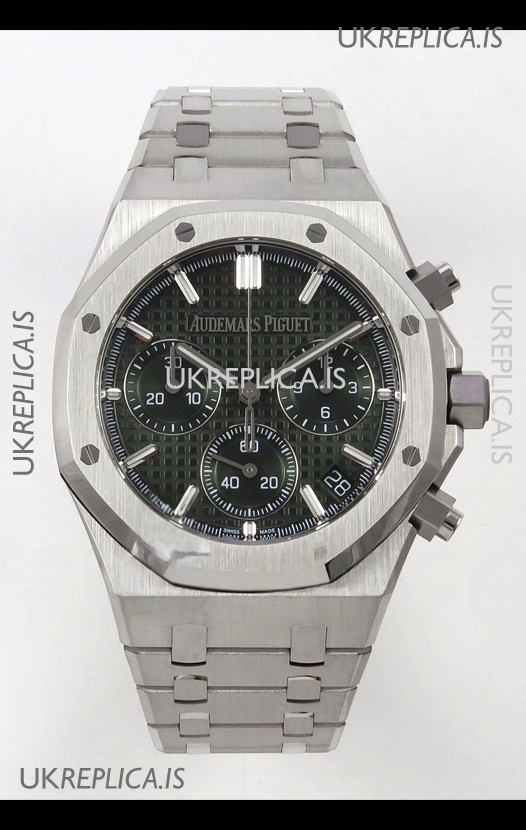Royal Oak Chrono 26240 Green Dial FREE SPRUNG MVMNT Steel Caing Super Clone Watch 