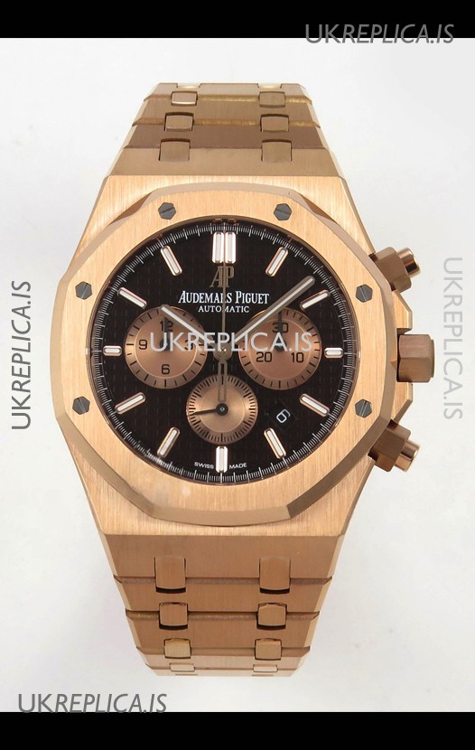 Royal Oak Chrono 26331 Rose Gold Brown Dial Super Clone Watch 