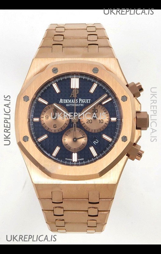 Royal Oak Chrono 26331 Rose Gold Blue Dial Super Clone Watch 