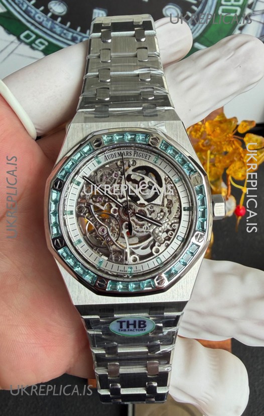 Royal Oak Openworked 15412BC Green Sapphires Super Clone Watch