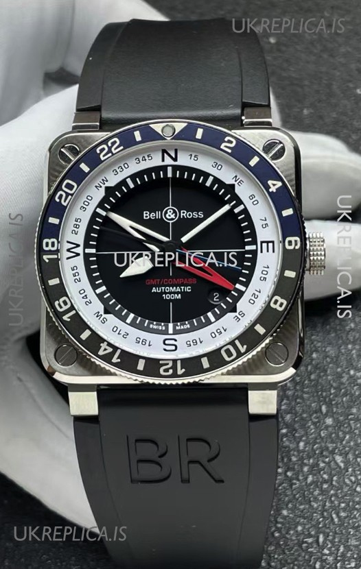 Bell and Ross BR03 GMT Compass Blue/Black Bezel Swiss Replica Watch 